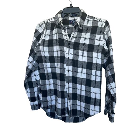 Snoopy Joe Cool Plaid Flannel Button Down Shirt Kids LARGE Unique So Awesome - Picture 3 of 5